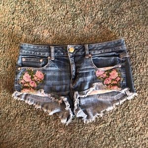 Floral Embroidered American Eagle Shorts